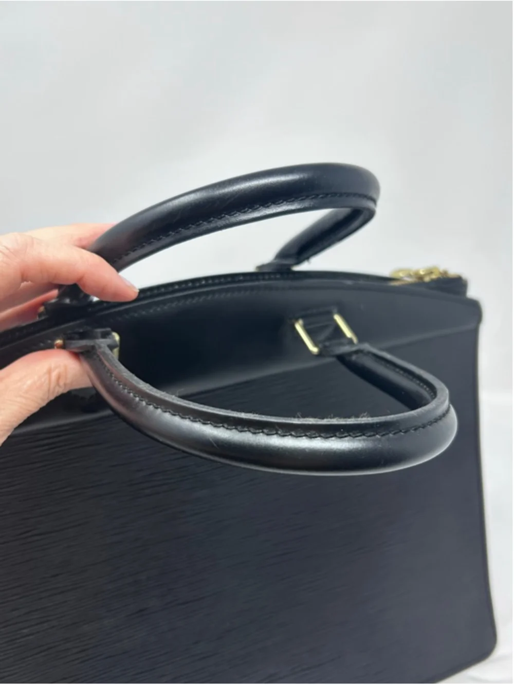 Louis Vuitton Riviera Epi Black Leather Satchel Handbag Gold Hardware France